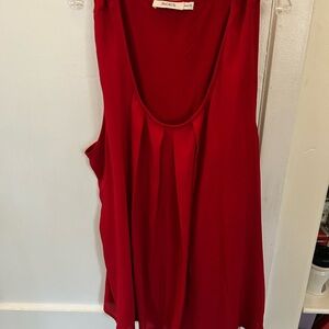 Ricki's Red Sleeveless Blouse - XXL- pleats down the front- festive- dressy-used